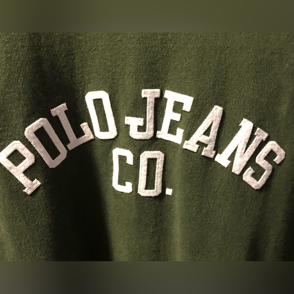 VINTAGE Ralph Lauren Olive Green Polo Jeans Co. Rugby Shirt Sz. XXL